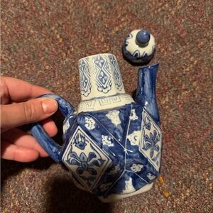 Blue and White Porcelain Teapot - Classic Home Art